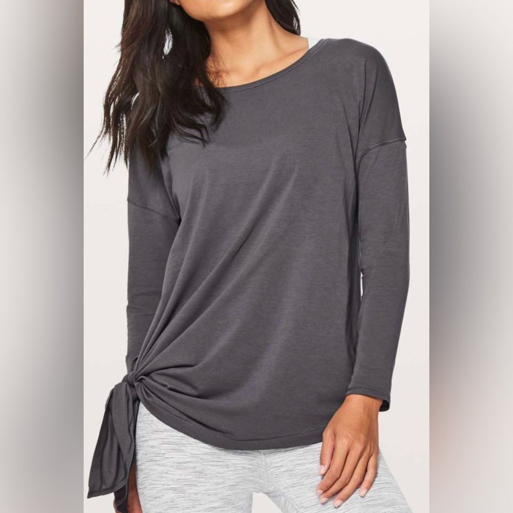 Lululemon To The Point Asymmetrical Top In Heathered Light Grey Size 8